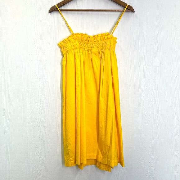 H&M - NWT Bright Yellow Adjustable Straps Smocked Poplin Mini Dress Size XS - Picture 9 of 10